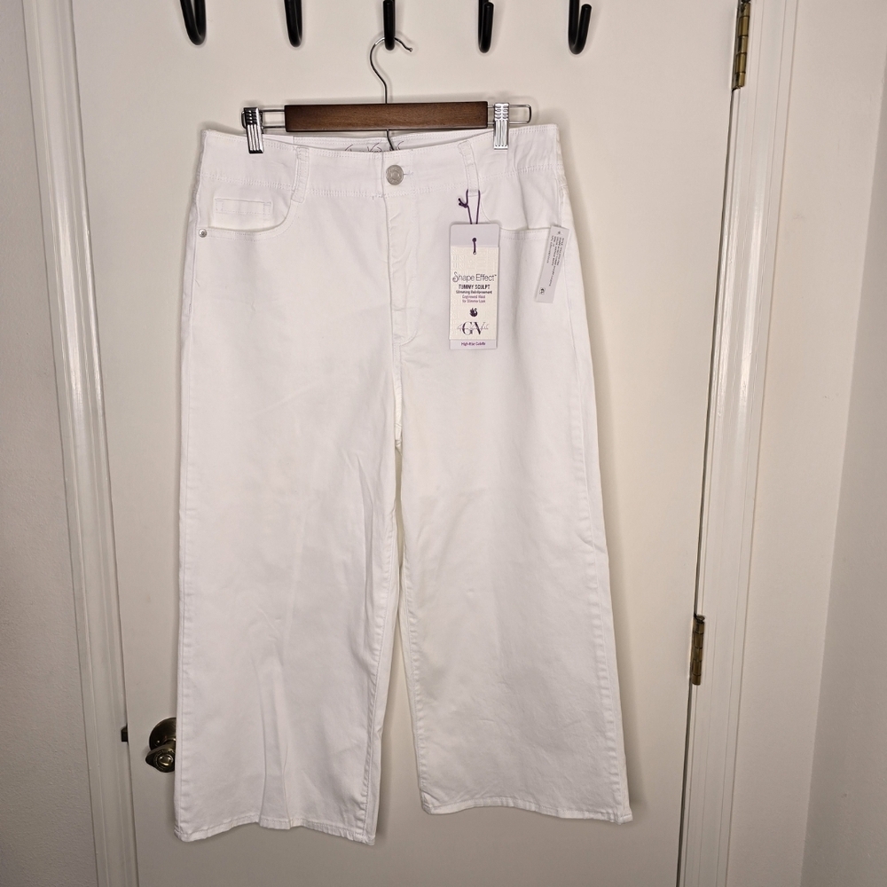 Gloria Vanderbilt Amanda Shape Effect Women's White Wide Leg High Rise Cullotte